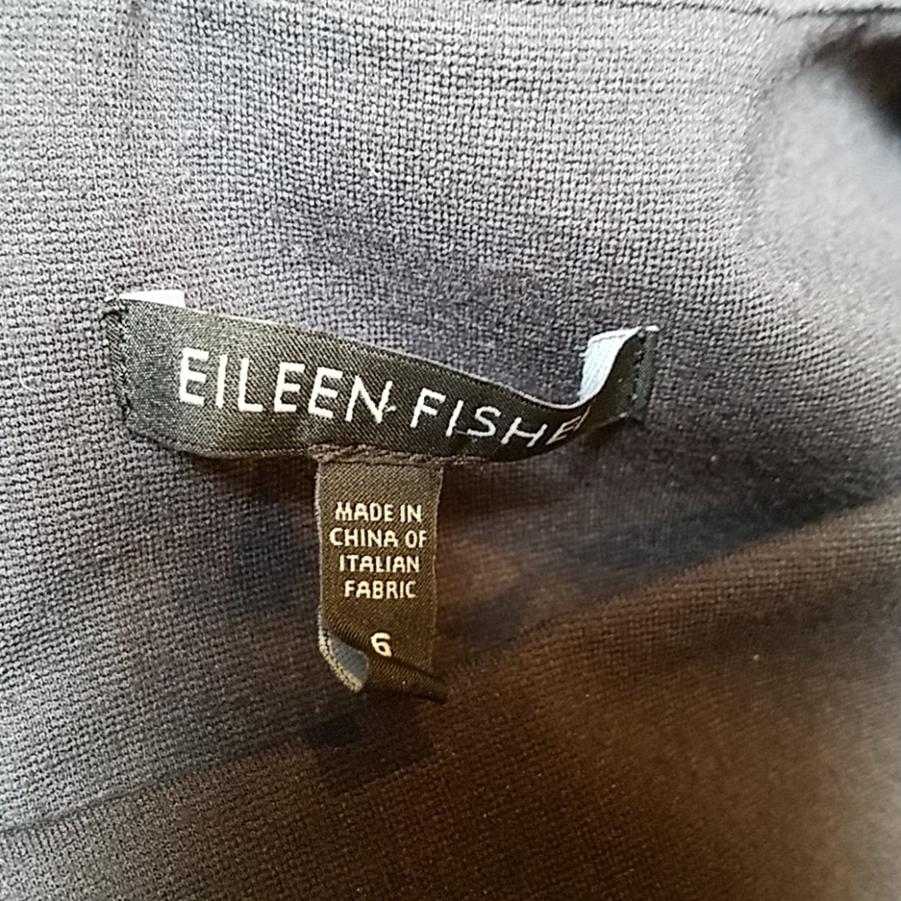 Eileen Fisher Black Gray Silk Sheath Dress 6 - Picture 7 of 8